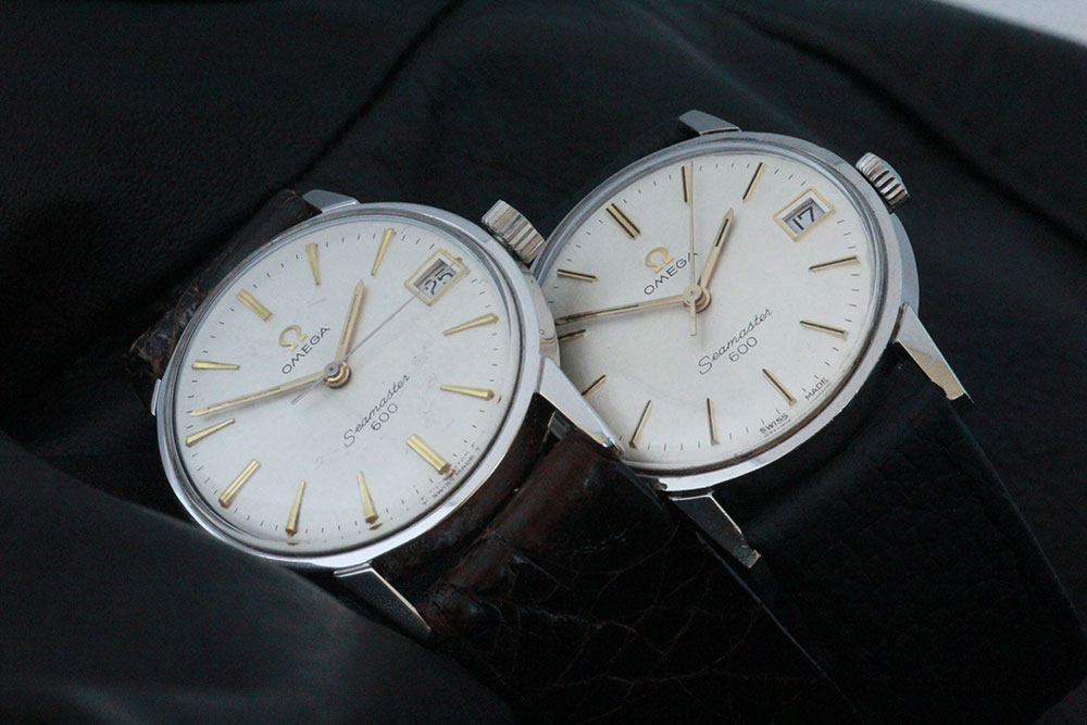 Nice duo of Seamaster 600 with yellog gold index and date function.